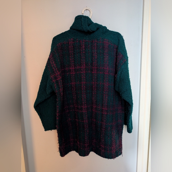 Vintage Irish Wool Blend Plaid Turtleneck Sweater - Picture 4 of 6
